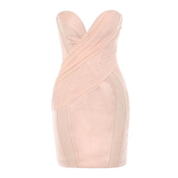House of CB Gisou Blush Satin Strapless Mini Corset Dress - Picture 9 of 10
